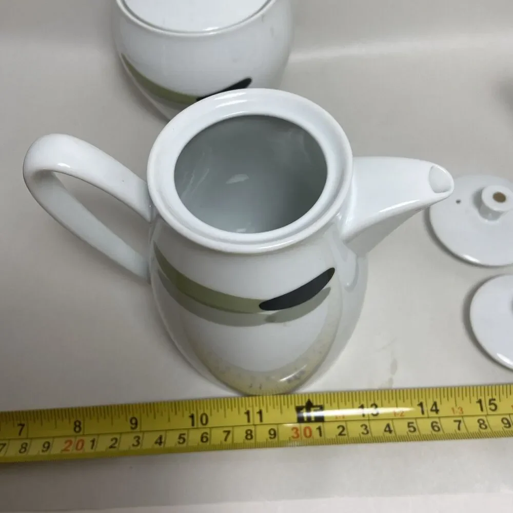 Noritake Green Island Saki Or Tea Pot with Creamer and Sugar Lot of 6  Japan